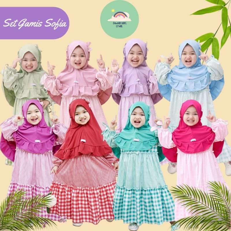 Set Gamis Bayi dan Anak Balita Batita Perempuan Cewek Katun Halus Lembut Gratis Jilbab usia 6 bulan 