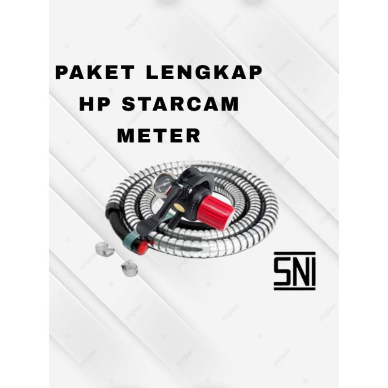 PAKET SELANG SF  + REGULATOR STARCAM HP HIGH PRESSURE   TEKANAN TINGGI METER