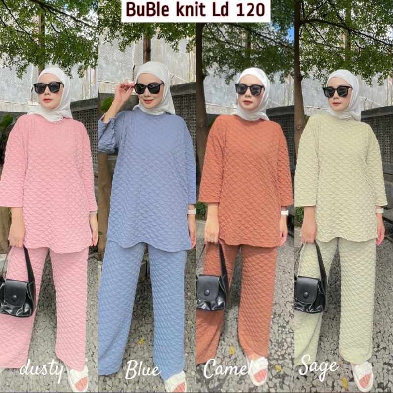 setcel buble knit setelan wanita jumbo setcel oversize kaos knit