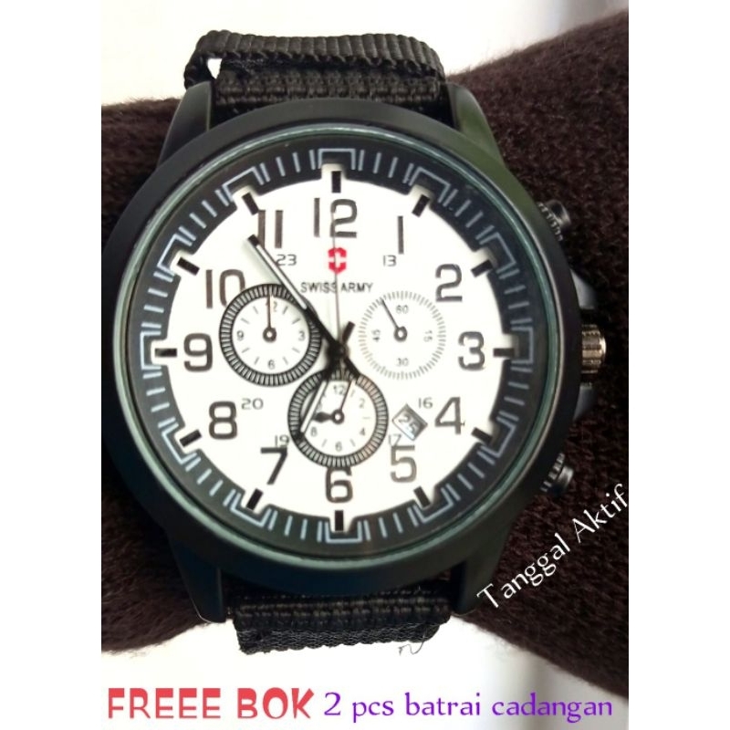 ARLOJI MEN SA 802 KANVAS TANGGAL AKTIF /JAM TANGAN COWOK SWIS ANTI AIR FREE BOK