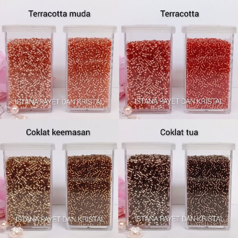 Payet jepang MGB (bambu & pasir) terracotta muda, terracotta, coklat keemasan & coklat tua