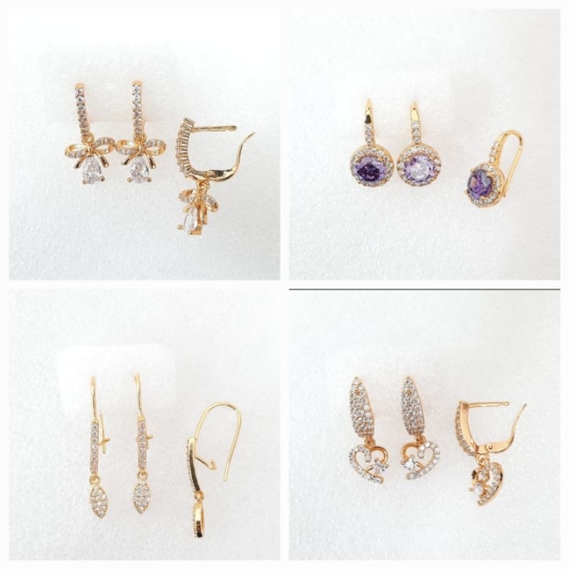 anting wanita gantung lapis emas mewah