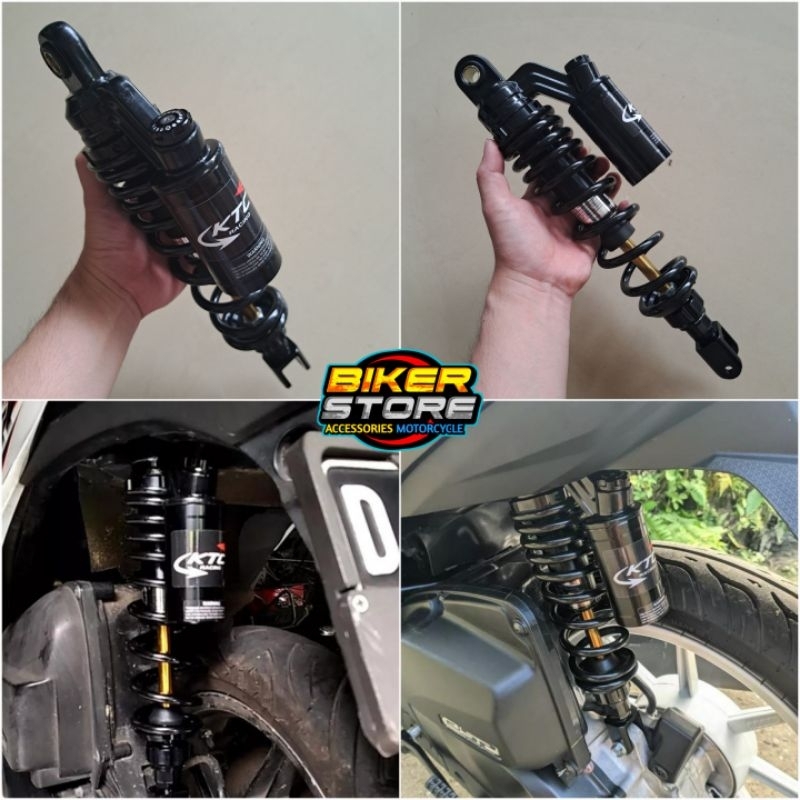 Shockbreaker matic shock belakang tabung atas ktc extrme full black As Gold  ukuran 330mm Vario Scoopy Beat Fino Vario 125 Vario 150 Dll