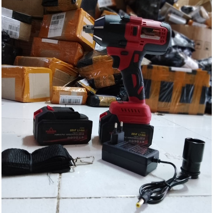 6600 NM impact wrench cordless 88vf baterai 2 pembuka dan pemasang baut free koper YUKIDO JAPAN TEKHNOLOGY IMPACT CORDLESS