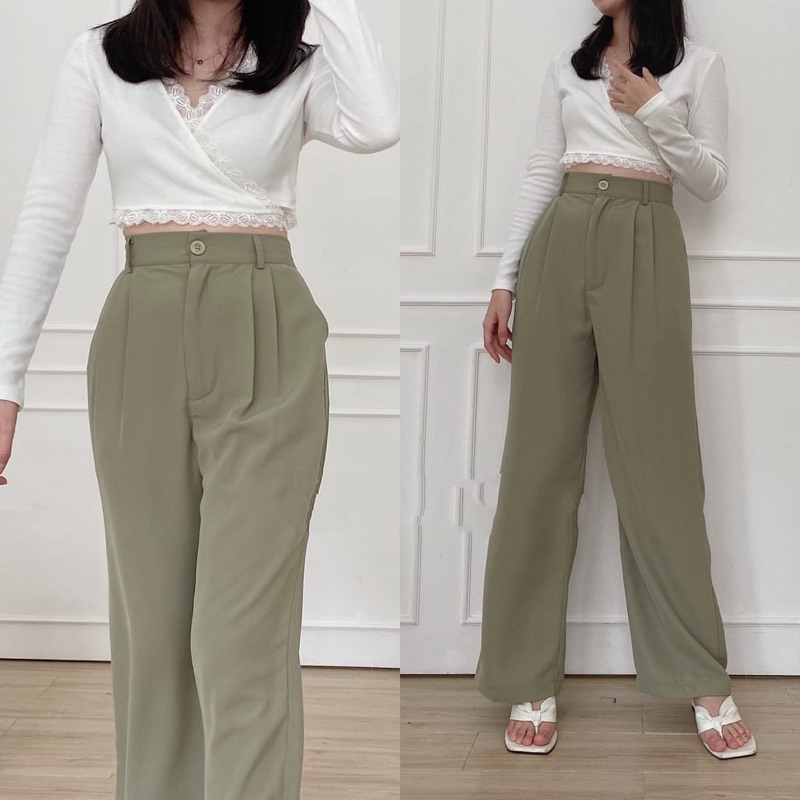 Ziva Kulot Crinkle HighWaist - Loose Pants - Celana Kulot Wanita