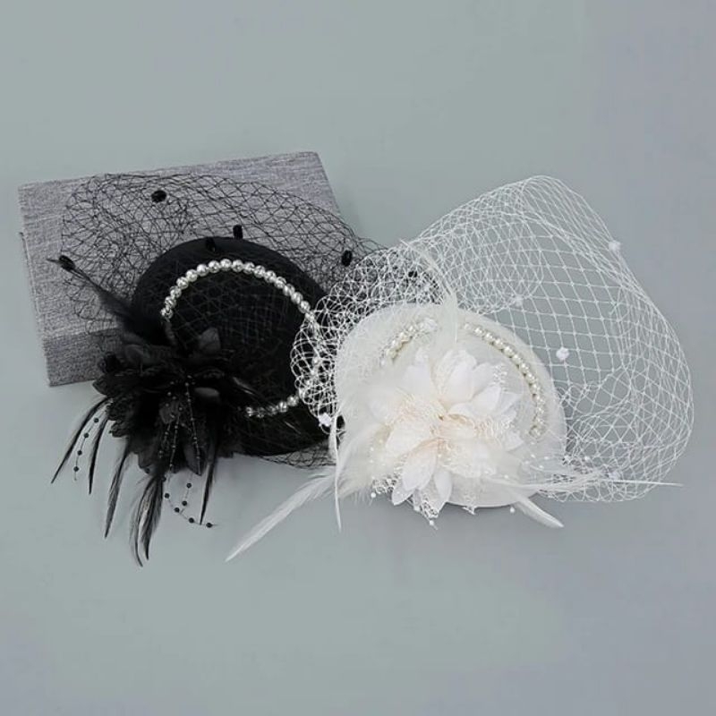 TOP-09 Fascinator hat topi gatsby gaya ala eropa vintage headpiece hiasan rambut topi mutiara