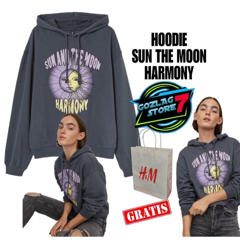 Hoodie h&amp;m hnm Sun and the moon harmony pakaian wanita Hoodie h&amp;m sweater sweatshirt