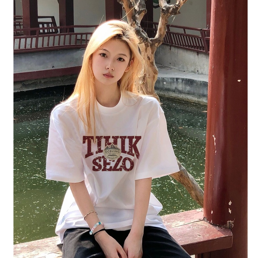 korean style baju kaos wanita lengan pendek letter motif printed t-shirt basic kaos puith ootd