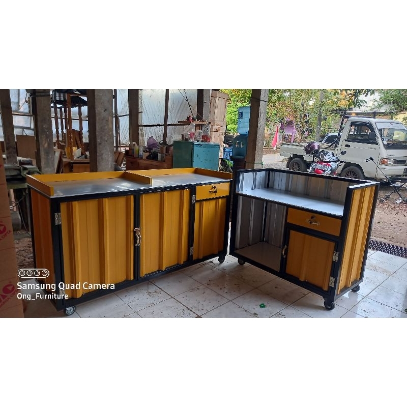meja bar leter L / meja jualan mini kontainer booth / mini kontainer booth / meja jualan makanan | i