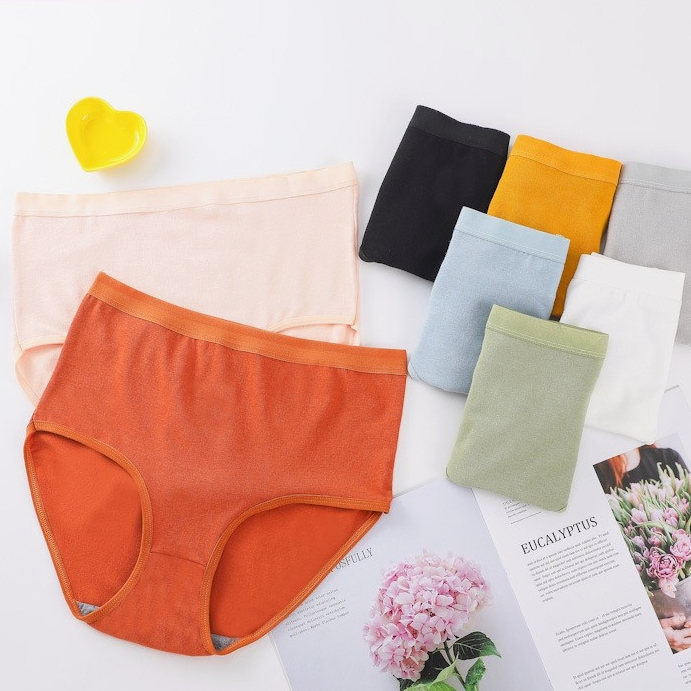 Celana Dalam Wanita Pinggang Tinggi yang CD bernapas V bahan katun High waist Panties Fashion