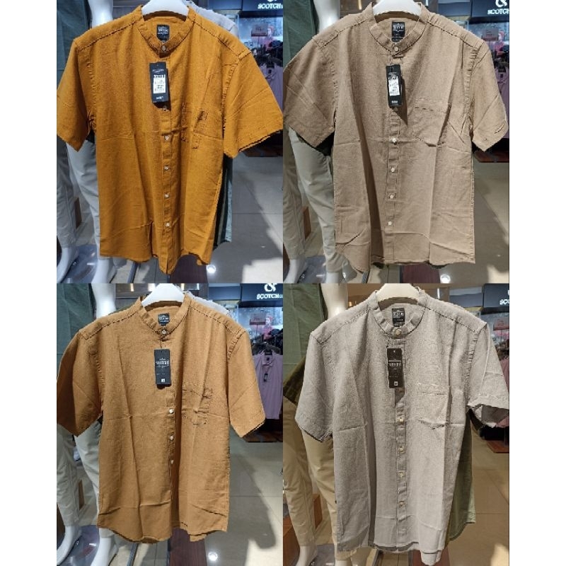 Kemeja koko pria lengan pendek Scotch (S-XL)