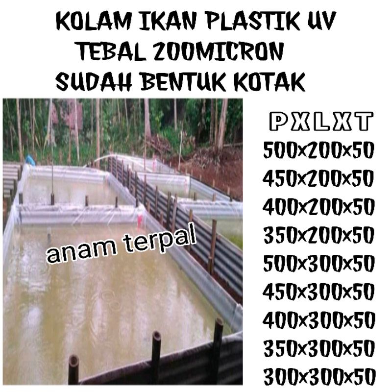 terpal kolam plastik UV bentuk kotak tebal 200micron