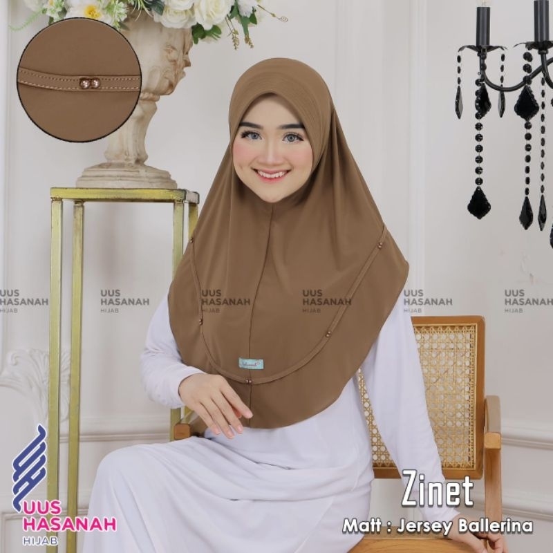 (Uus Hasanah) ZINET •jilbab instan jersey ballerina•hijab instan list mutiara