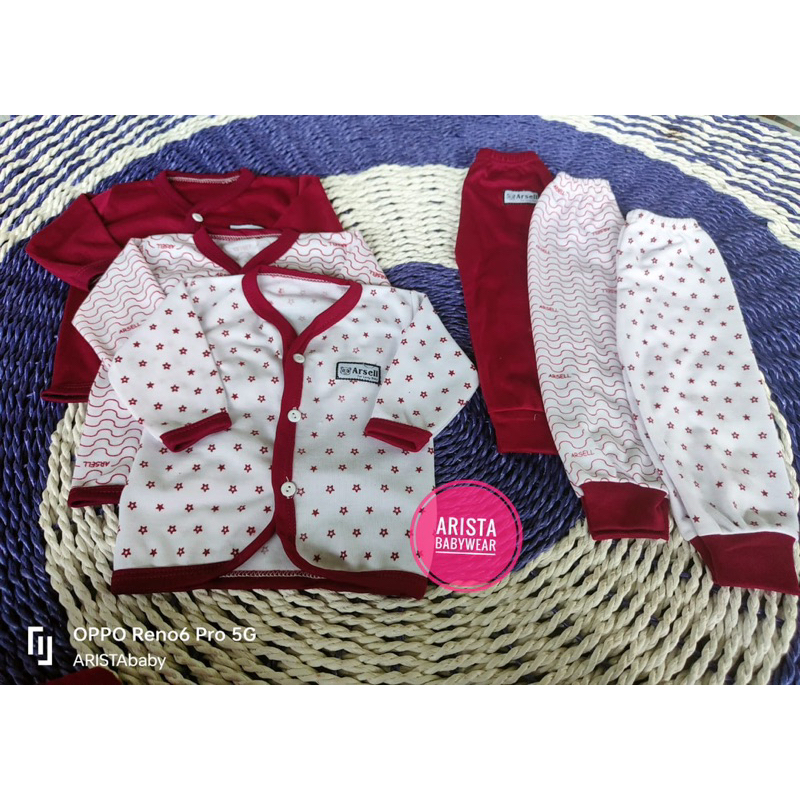 ARSELbaby (SERI MAROON) Paket hemat baju+celana bayi pinggiran bis