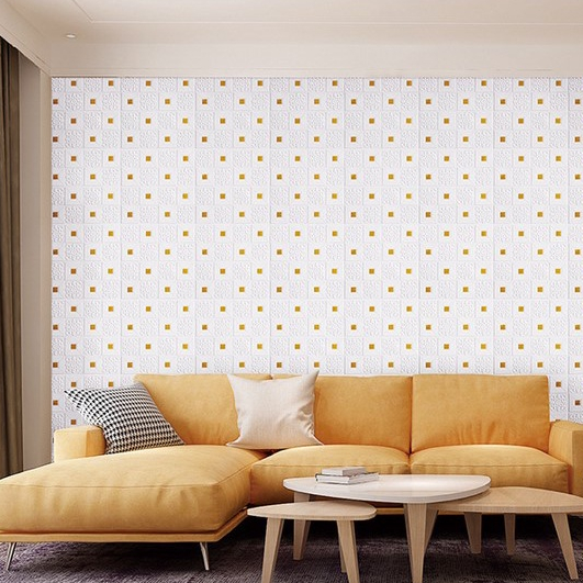 Paus Biru - Wallpaper 3D Foam Motif Batik Wallsticker 70X70CM