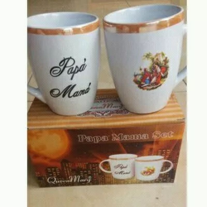 GELAS/Mug keramik mama papa 1set isi 2 pcs
