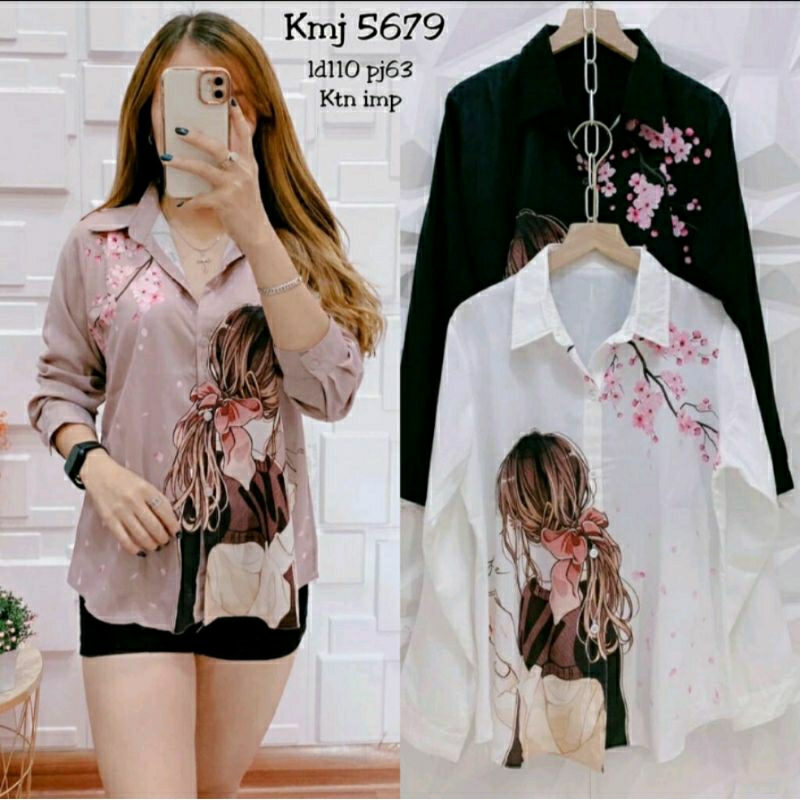 Kemeja Wanita Printing Terbaru Premium High Quality