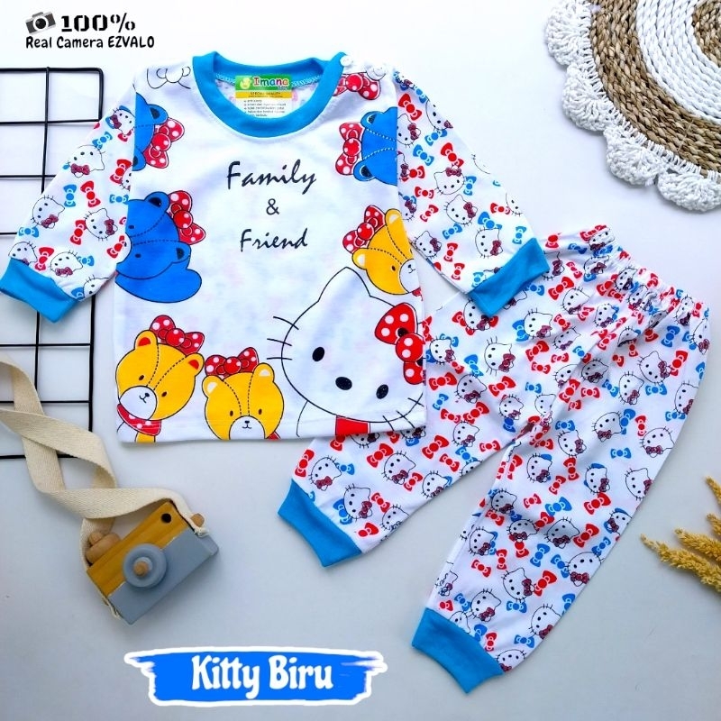 SETELAN BAYI PEREMPUAN KAOS OBLONG PIYAMA KANCING BAHU LENGAN PANJANG