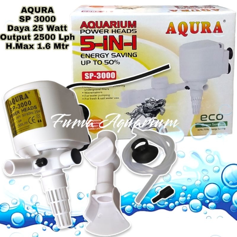 AQURA 3000 sp-3000 mesin pompa filter aquarium - pompa air celup akuarium aquascape hidroponik water Pump Power Head Submersible Pump ph