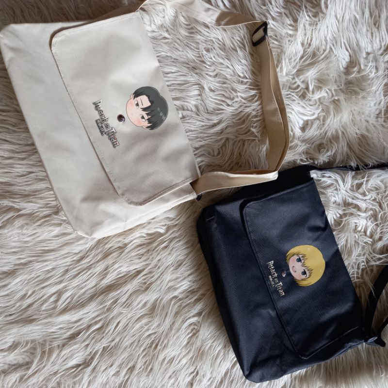 tas selempang attack on tittan sling bag levi mikasa eren armin