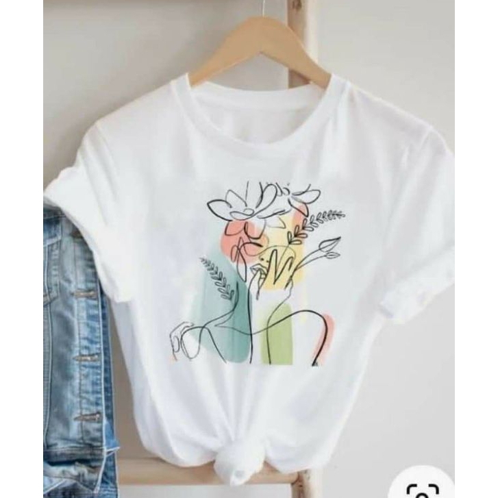 Kaos Putih Polos Oblong T-shirt Oversize Oversized Putih Wanita