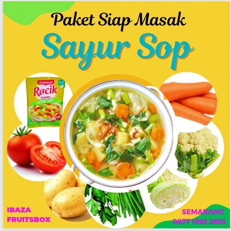 

Sayur Sop Paket Sayur Ready To Cook Lengkap Dengan Bumbu Racik Sayur Sop, Wortel, Kentang, Kembang Kol, Kobis, Tomat, Loncang Seledri, Ayam Sayap, Bawang Goreng