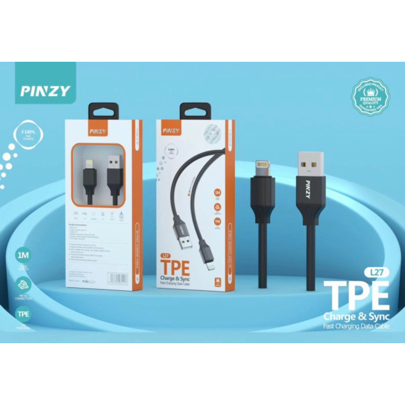 Kabel Data PINZY Seri 27 Material Aluminium TPE Support Fast Charging - Charger PINZY E27 Fast charging