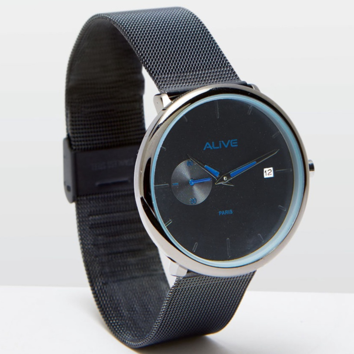 JAM TANGAN PRIA ALIVE DARI SOPHIE PARIS ORIGINAL ORION BLACK GAL372B5