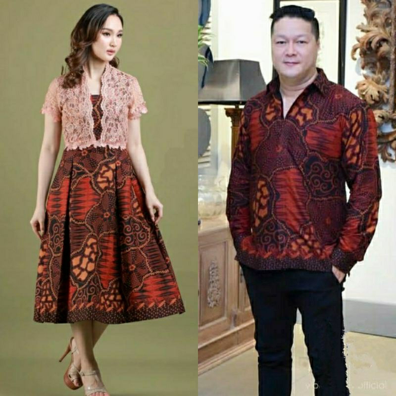 Couple Dres Batik PREMIUM Sekar Jagad / COUPLE DRES KOMBINASI BROKLAT TERBARU