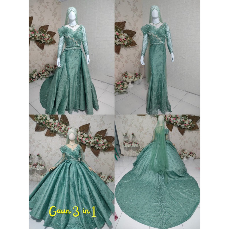 3in1 gaun pengantin premium crinolin