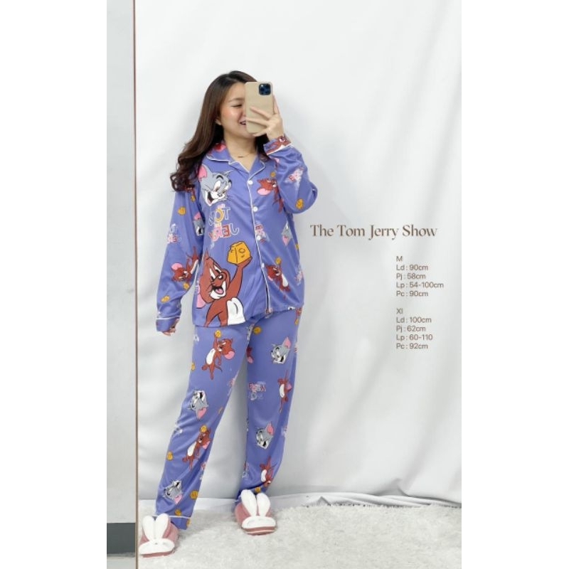 MDLV ~ Baju Tidur Pajamas Doraemon GC Winnie The Pooh Tom And Jerry Show PP