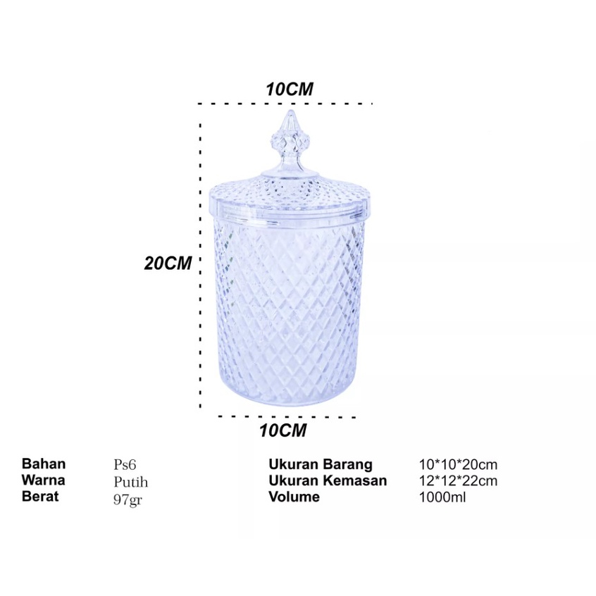 DM - Toples Kue Kristal Bening Natural TUK 1138 N / Toples Plastik Bening Untuk Kue Lebaran Hari Raya Model Kristal Akrilik