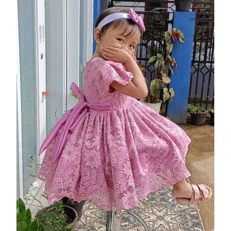 Aqila Gaun Pesta Anak Bahan Brokat / Dress Anak Terbaru Real Picture