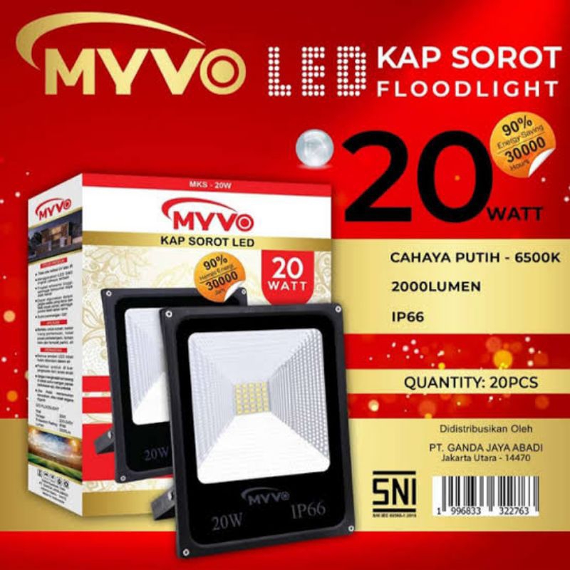 MYVO KAP SOROT LED 20 WATT / KAP SOROT MURAH 20 WATT / LAMPU TEMBAK MYVO 20 WATT / ORIGINAL 100%