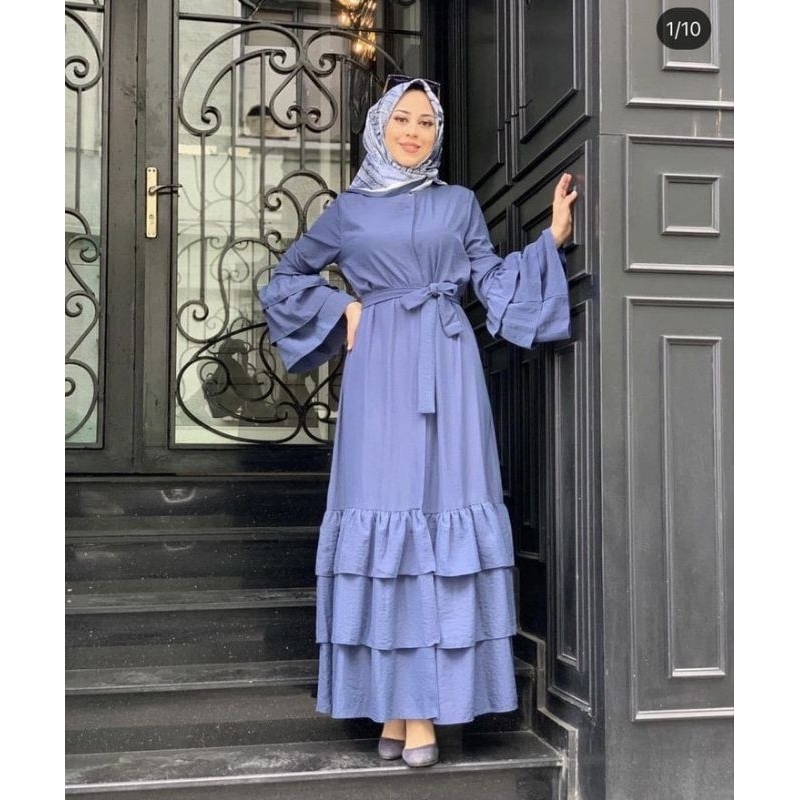 Felisa Gamis Elegant Terbaru/ Gamis Polos Crinkle/ Felisa Dres Maxy Crinkle Airflow/ Gamis Rempel Susun Kekinian