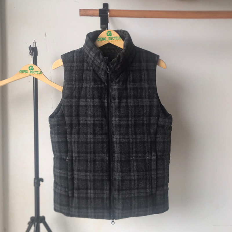 vest down uniqlo tartan rompi bulang