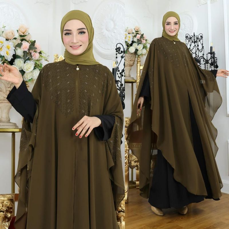 SYAKIRA DRESS ABAYA PUTIH CERUTY BABY DOLL