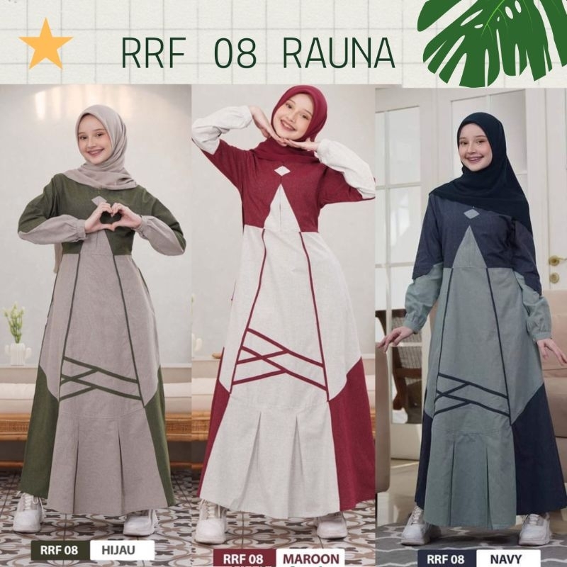 GAMIS REMAJA TANGGUNG RRF 08 DRES DAILY RAUNA MAROON NAVY GREEN