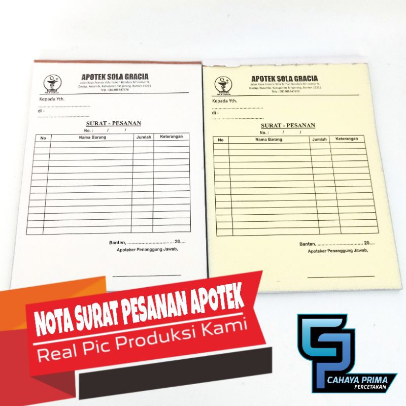 

Nota Surat Pesanan apotek [PAKET 20 BUKU] | 2 ply