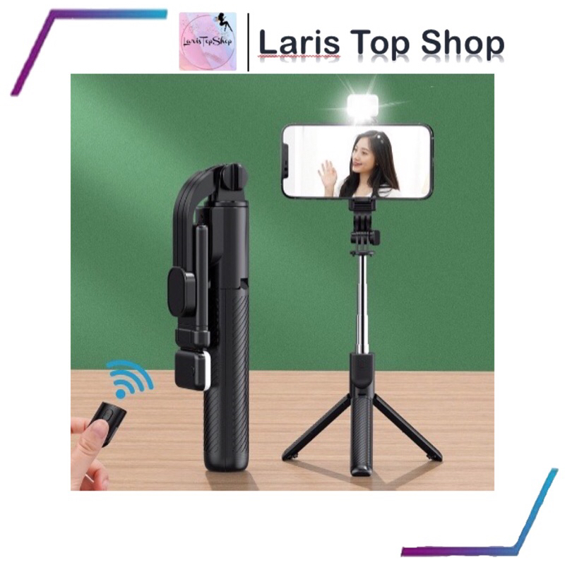 Tripod Tongsis R1 / Tongsis Tripod Hp Handphone Bluetooth 3 in 1 + Remote Control / Tongsis Tripod Kamera Handphone Vertikal horizontal / Tongsis Multifungsi / Tongsis Tripod Bluetooth