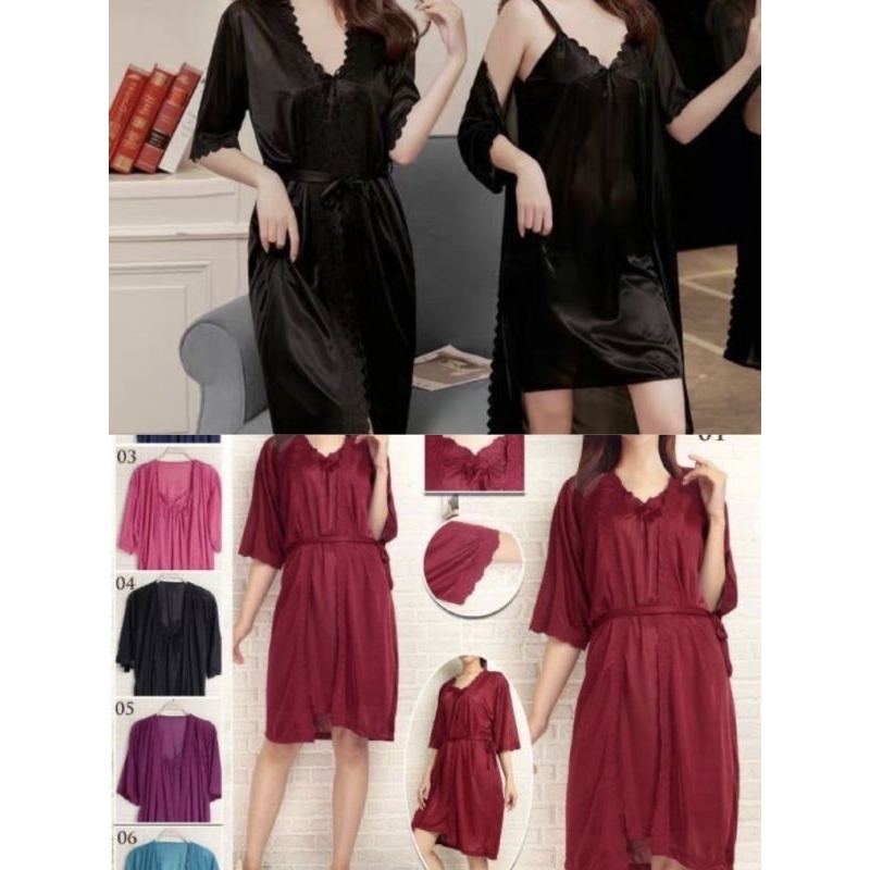 LINGERIE SET OUTER /SATIN SILK/PIYAMA/MEWAH