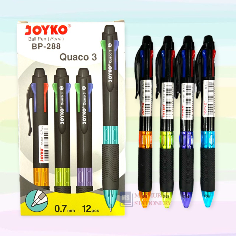 

Pulpen / Ballpoint / Pen Joyko 4 Warna QUACO 3 BP 288 (Pcs)