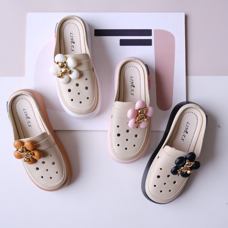 Flower Bear Slip On Sandal / SANDAL WANITA TERBARU