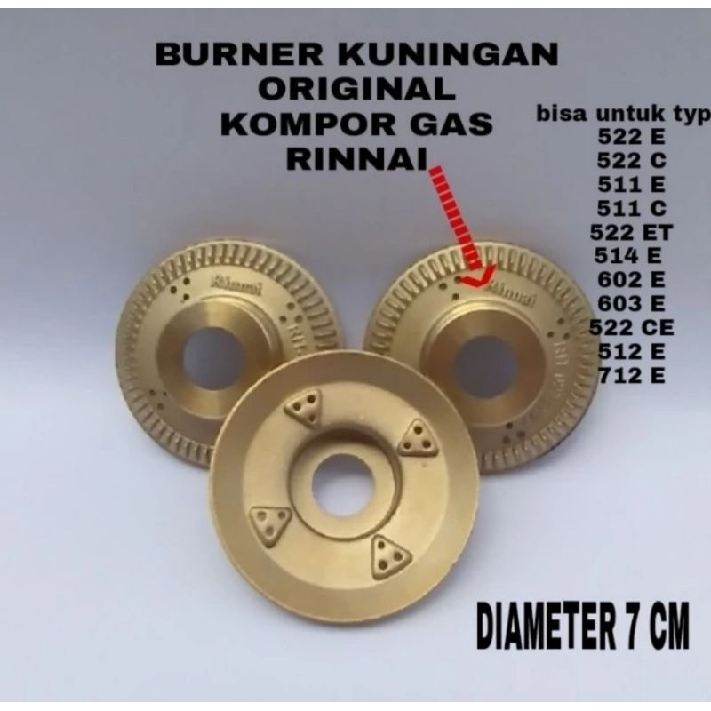 burner ring api kuningan original kompor gas rinnai 522