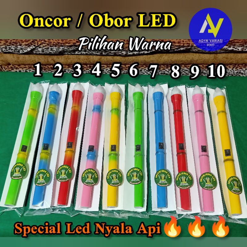 Oncor Obor LED Karnaval Pawai Takbiran model nyala seperti Api Berkobar dan bisa di Cas Ulang