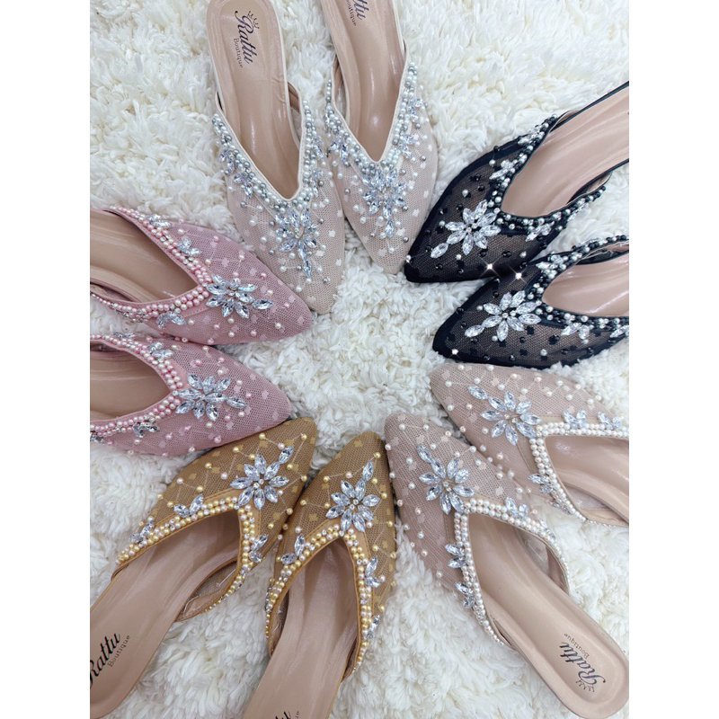 Termurah!!! COD HEELS 5cm brukat payet mewah Marwah abu / wedding shoes silver / sepatu pengantin abu / sepatu seserahan / sepatu tunangan / sepatu wisuda