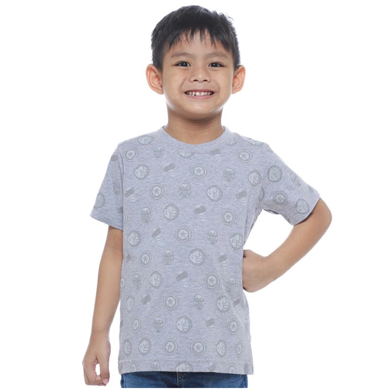 [MARVEL] Tshirt Kids 8Bit Avengers - Grey (L) - Kaos Anak Laki-Laki Marvel Abu Abu