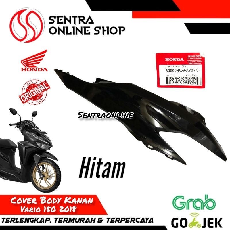 Cover R body bodi vario 150 2018 kanan hitam glossy original hgp 83500k59a70yc