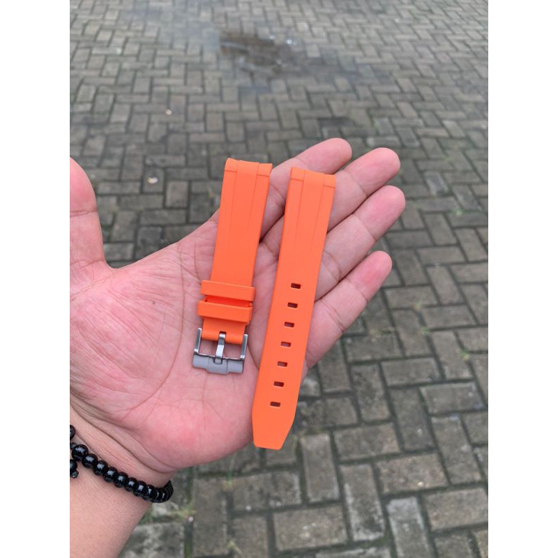 Strap Tali Jam Tangan Rolex Rubber Oren Size 20mm