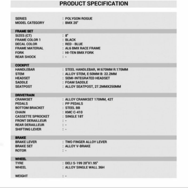 Sepeda BMX 20 POLYGON ROGUE